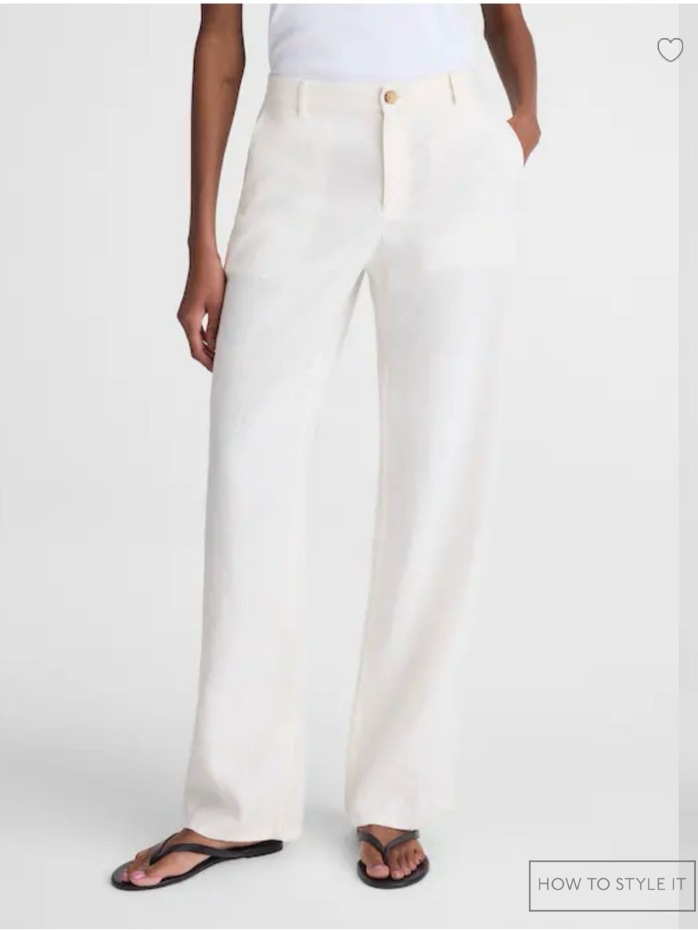 Madewell Cream Wide-Leg Linen-Blend Pants